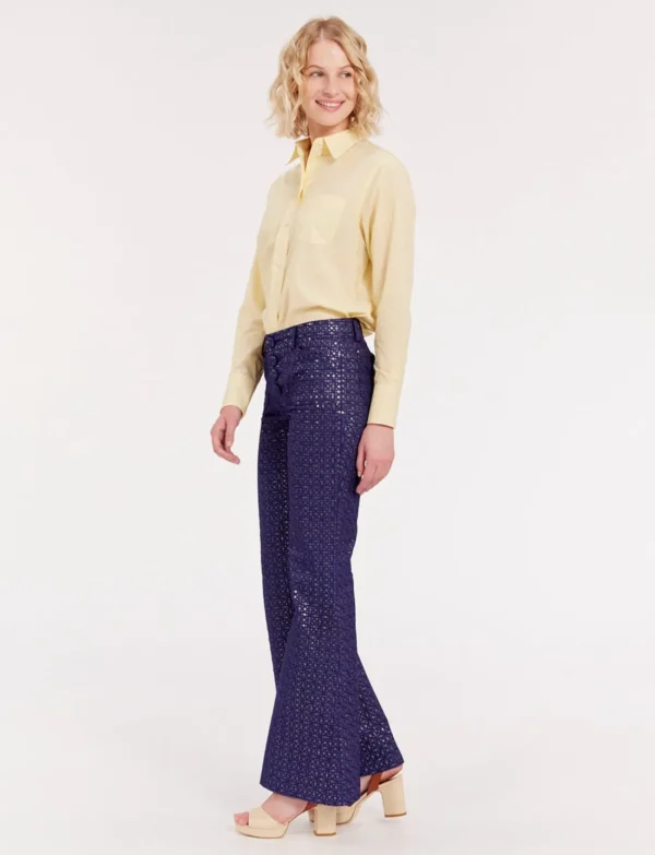 Outlet Ines de la Fressange Paris Charlotte navy blue print pants