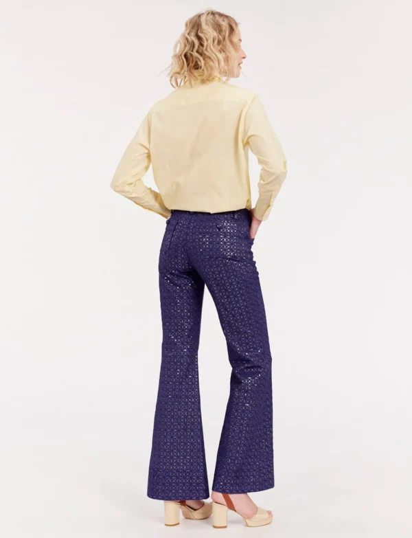 Outlet Ines de la Fressange Paris Charlotte navy blue print pants