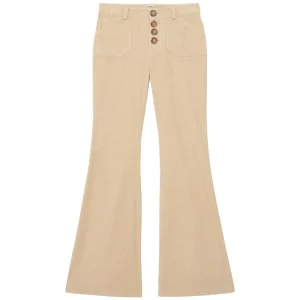 Sale Ines de la Fressange Paris Charlotte pants in cream grosgrain velvet