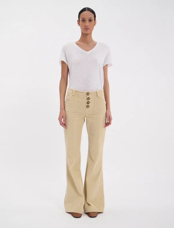 Sale Ines de la Fressange Paris Charlotte pants in cream grosgrain velvet