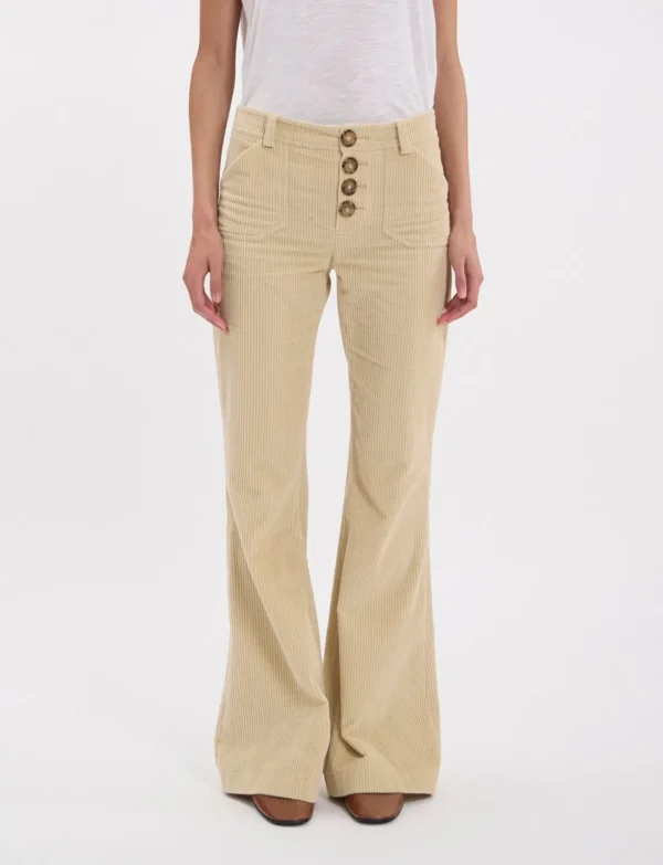 Sale Ines de la Fressange Paris Charlotte pants in cream grosgrain velvet