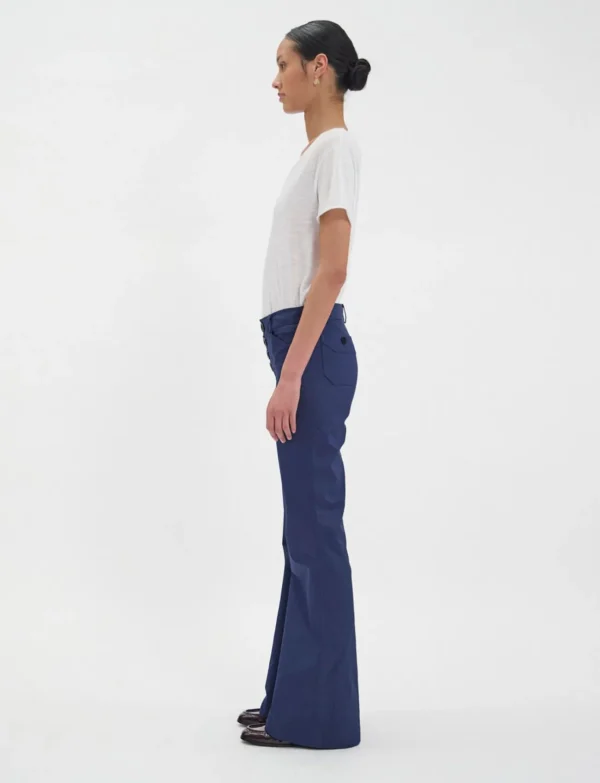 Shop Ines de la Fressange Paris Charlotte pants in navy blue cotton