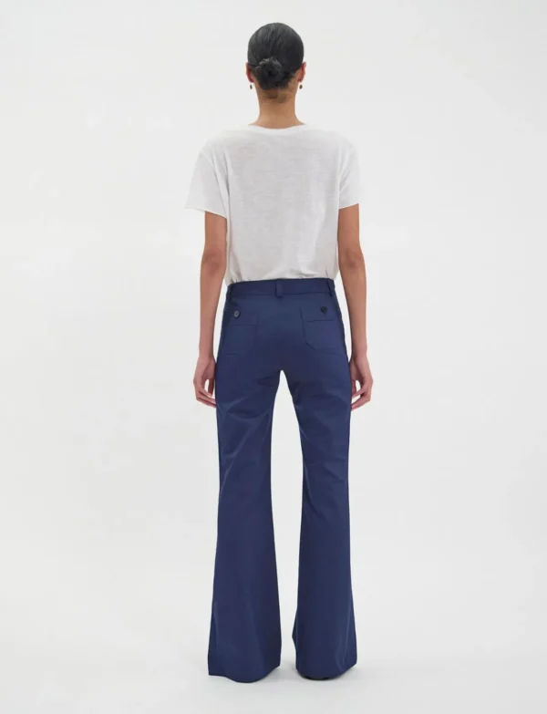 Shop Ines de la Fressange Paris Charlotte pants in navy blue cotton