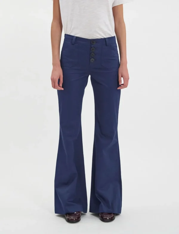 Shop Ines de la Fressange Paris Charlotte pants in navy blue cotton