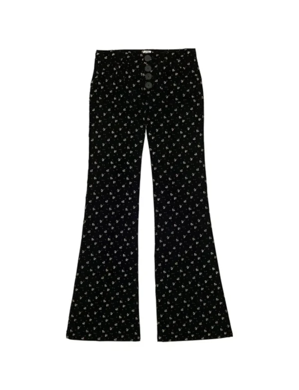 Clearance Ines de la Fressange Paris Charlotte pants in smooth black velvet, gold print