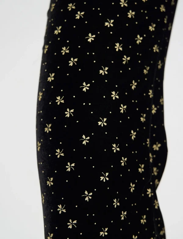 Clearance Ines de la Fressange Paris Charlotte pants in smooth black velvet, gold print