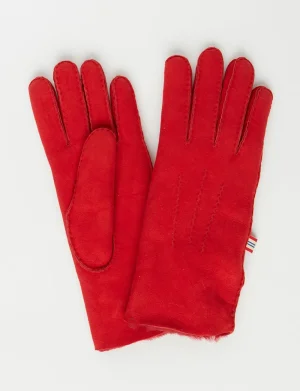 Best Sale Ines de la Fressange Paris Constanza red leather gloves