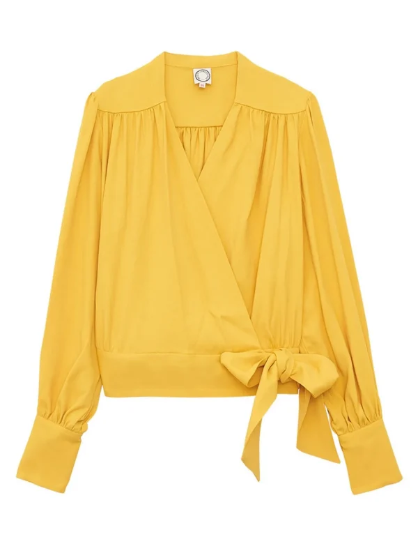 Flash Sale Ines de la Fressange Paris Elena yellow crepe blouse