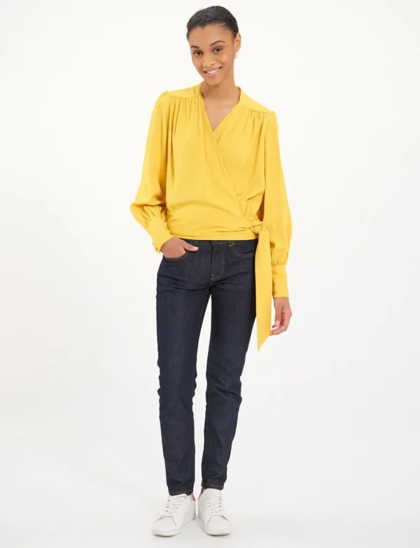 Flash Sale Ines de la Fressange Paris Elena yellow crepe blouse