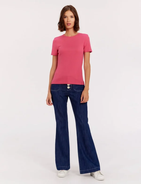 New Ines de la Fressange Paris Ella pink ribbed T-shirt