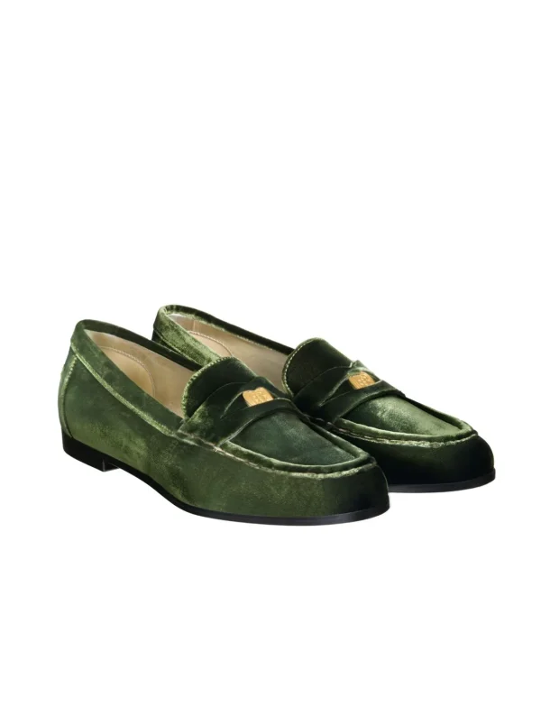 Cheap Ines de la Fressange Paris Elvire green leather loafer