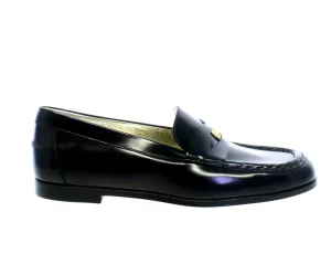 New Ines de la Fressange Paris Elvire moccasin in black glacé leather