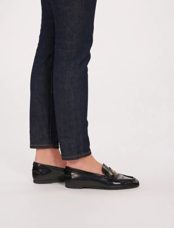 New Ines de la Fressange Paris Elvire moccasin in black glacé leather