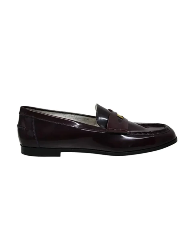 New Ines de la Fressange Paris Elvire moccasin in smooth burgundy leather