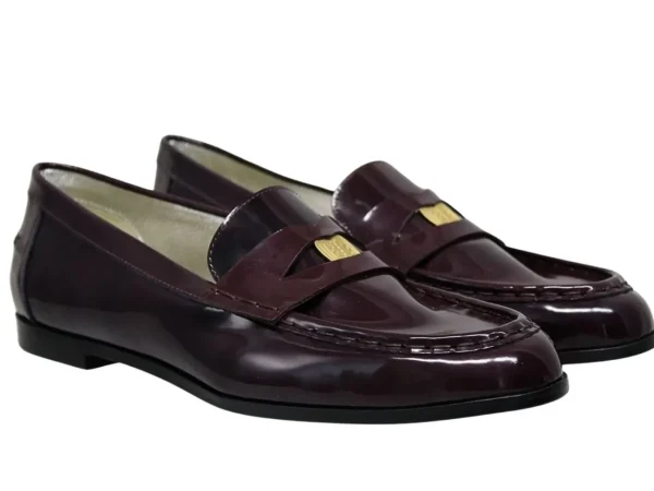 New Ines de la Fressange Paris Elvire moccasin in smooth burgundy leather