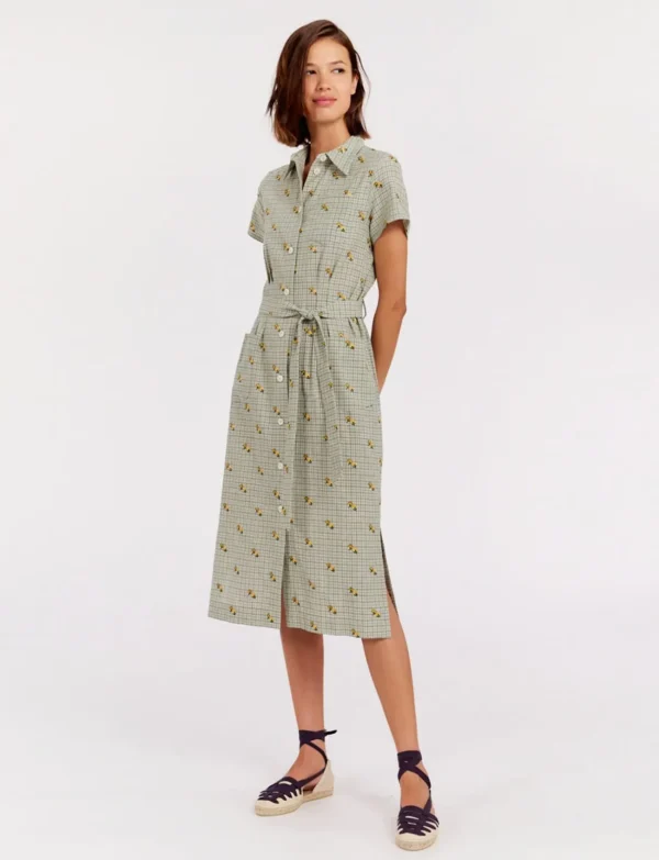 Discount Ines de la Fressange Paris Ethel straight green print dress