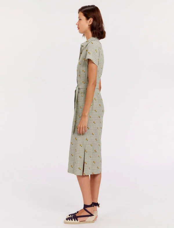 Discount Ines de la Fressange Paris Ethel straight green print dress