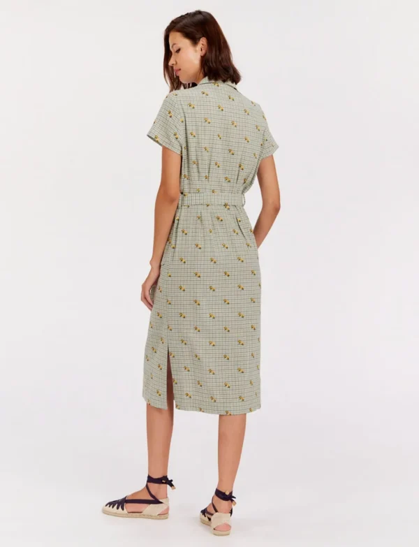 Discount Ines de la Fressange Paris Ethel straight green print dress