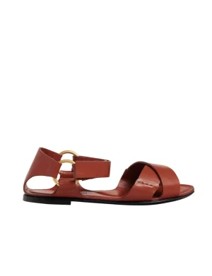 Shop Ines de la Fressange Paris Flat sandal cognac