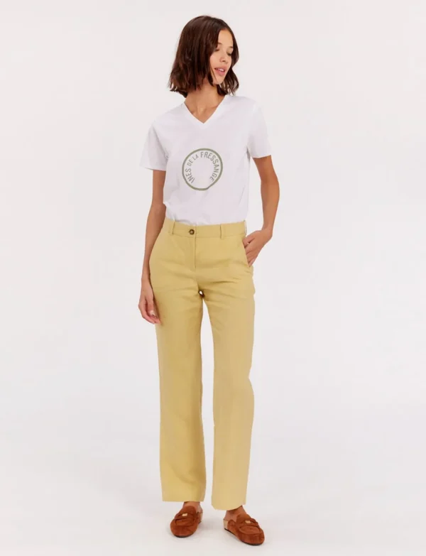 Best Sale Ines de la Fressange Paris Francisco pants in lemon linen