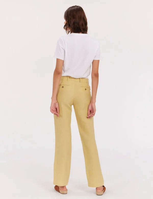 Best Sale Ines de la Fressange Paris Francisco pants in lemon linen