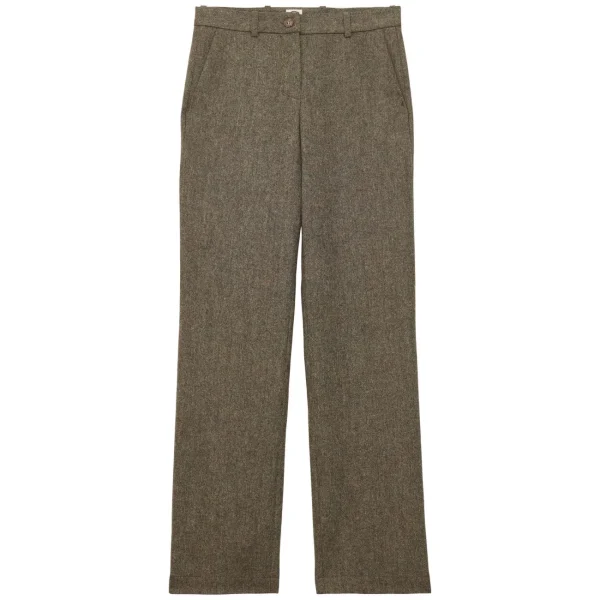 Fashion Ines de la Fressange Paris Francisco pants in mottled green wool