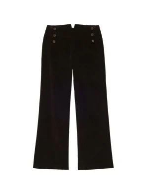 Shop Ines de la Fressange Paris Gabriel pants in brown milleraie velvet