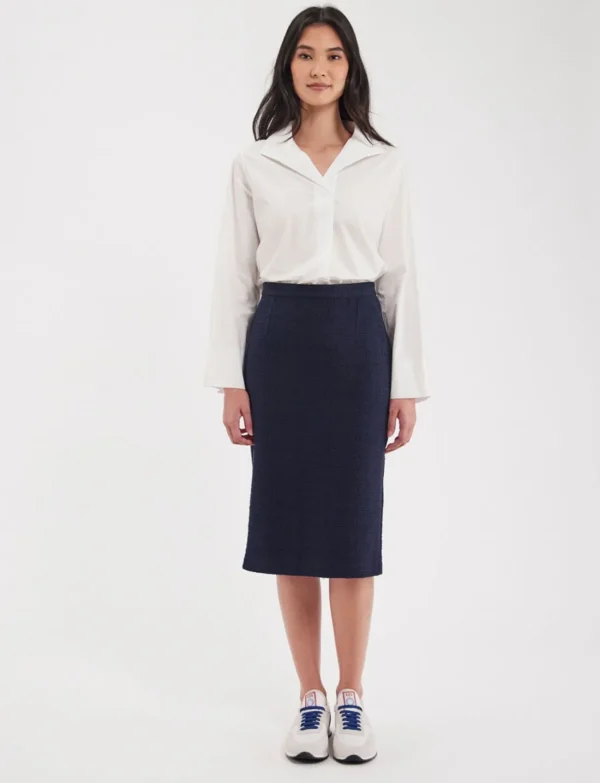 Shop Ines de la Fressange Paris Gabriela Navy skirt