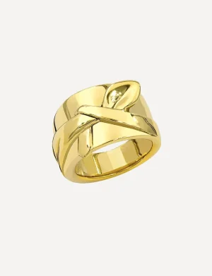 Best Sale Ines de la Fressange Paris Gold-plated bow attachment ring