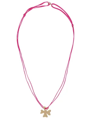 Cheap Ines de la Fressange Paris Gold-plated clover necklace, pink thread