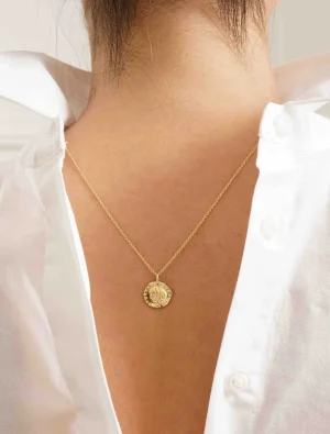 Store Ines de la Fressange Paris gold-plated Lutetia pendant with lily motif