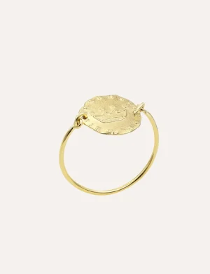 Outlet Ines de la Fressange Paris Gold-plated Lutetia ring with crown motif