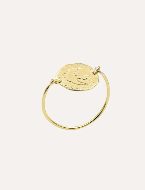 Discount Ines de la Fressange Paris Gold-plated Lutetia ring with dove motif