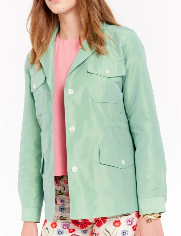 Hot Ines de la Fressange Paris Green Flipper Jacket