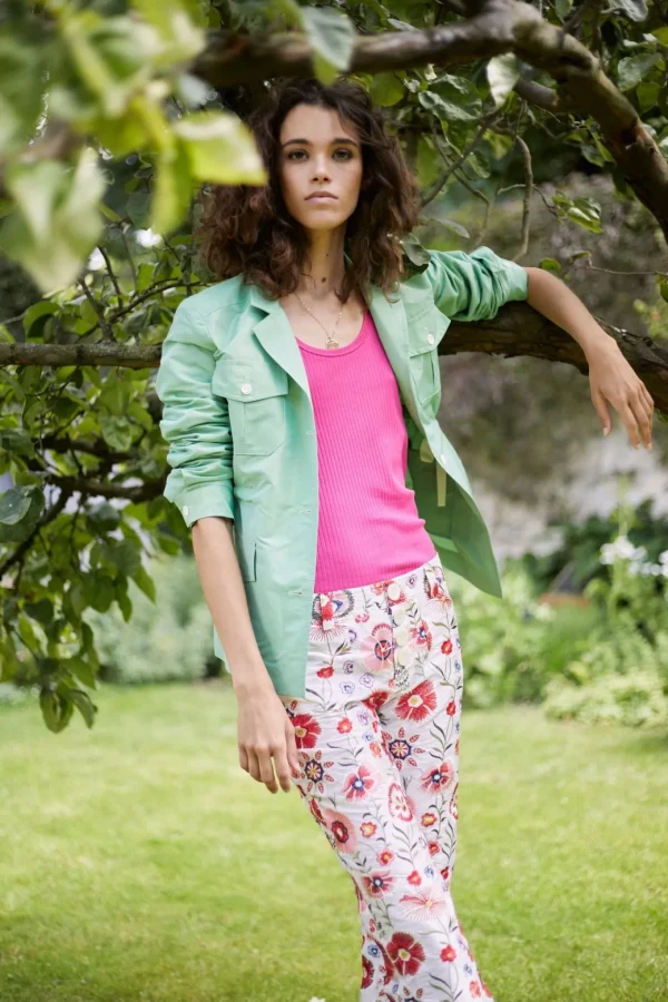 Hot Ines de la Fressange Paris Green Flipper Jacket