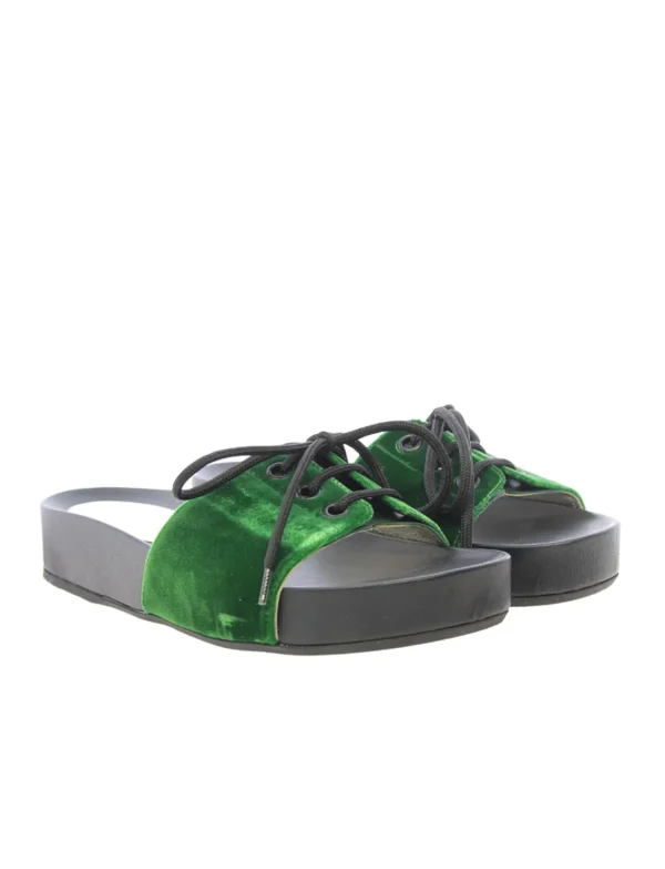 Fashion Ines de la Fressange Paris Green lace-up mule