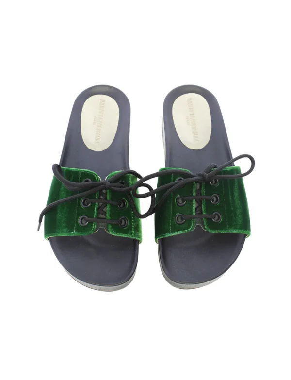 Fashion Ines de la Fressange Paris Green lace-up mule