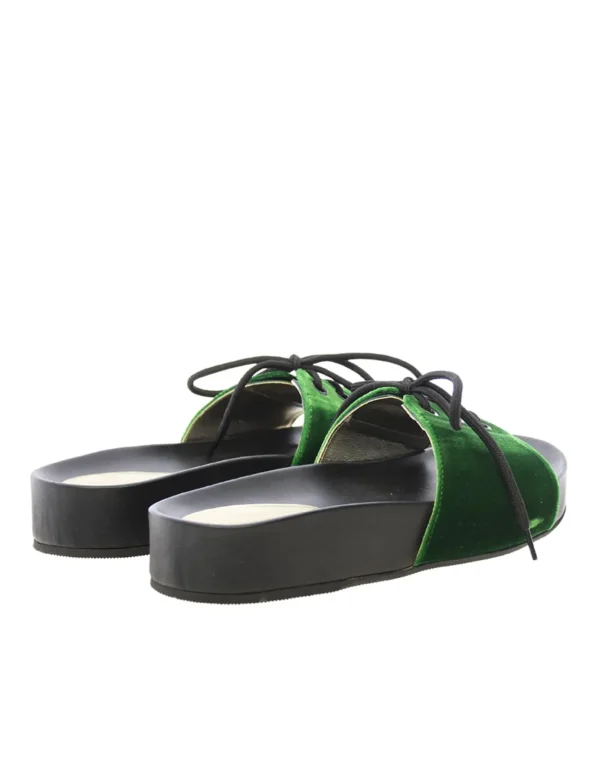 Fashion Ines de la Fressange Paris Green lace-up mule