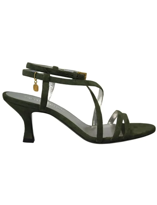 Best Ines de la Fressange Paris Heeled sandals, green suede straps