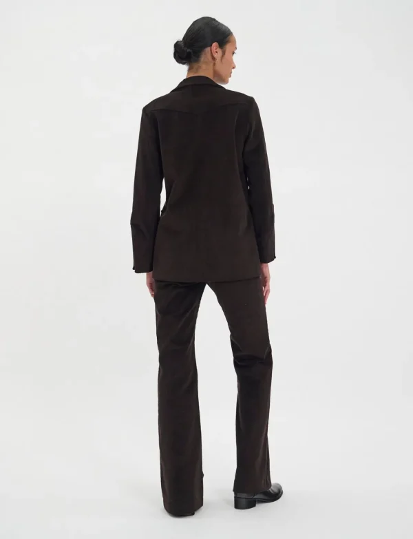 Discount Ines de la Fressange Paris Jill jacket in brown milleraies velvet