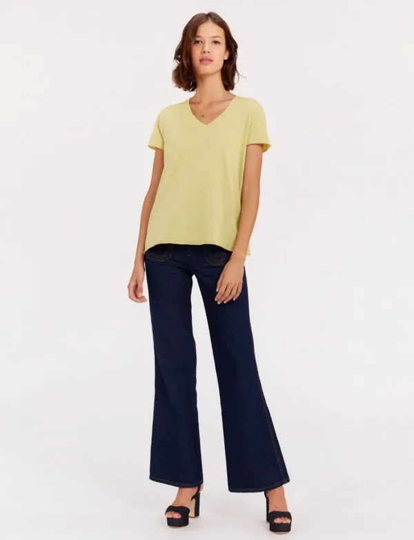 Shop Ines de la Fressange Paris Katalina V-neck tee shirt lemon