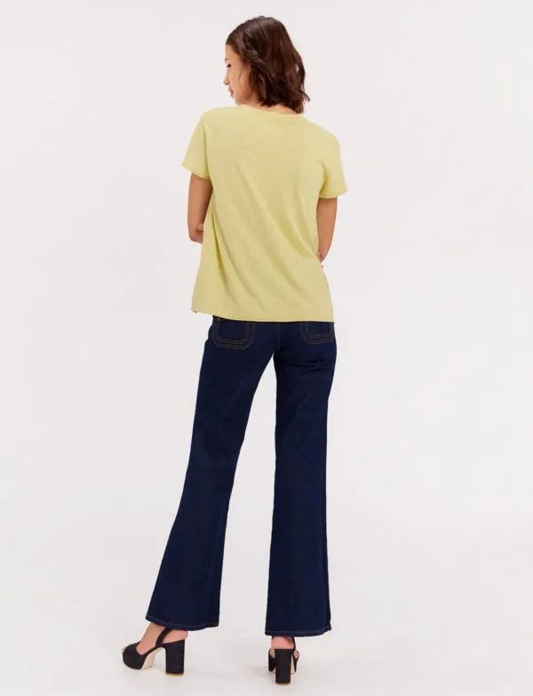 Shop Ines de la Fressange Paris Katalina V-neck tee shirt lemon