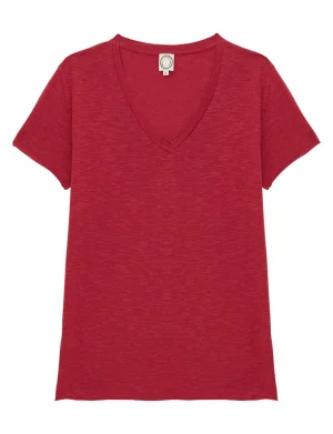 Online Ines de la Fressange Paris Katalina V-neck T-shirt Raspberry