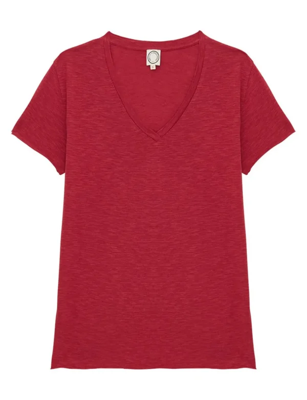 Online Ines de la Fressange Paris Katalina V-neck T-shirt Raspberry