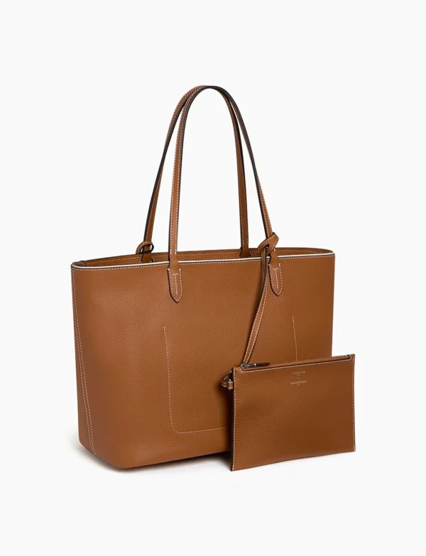 Clearance Ines de la Fressange Paris Large camel tote bag Ines x Le Tanneur