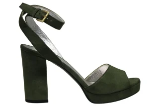 Store Ines de la Fressange Paris Laura platform sandal in khaki suede