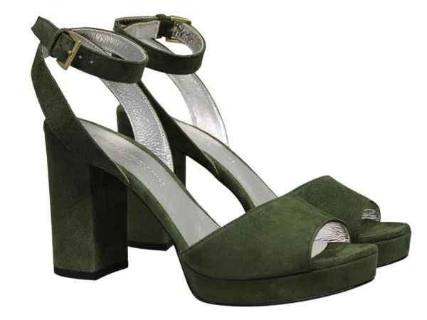 Store Ines de la Fressange Paris Laura platform sandal in khaki suede