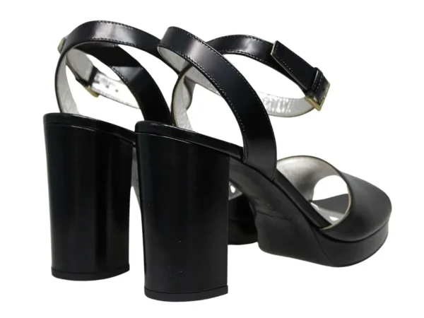 Clearance Ines de la Fressange Paris Laura platform sandal in smooth black leather