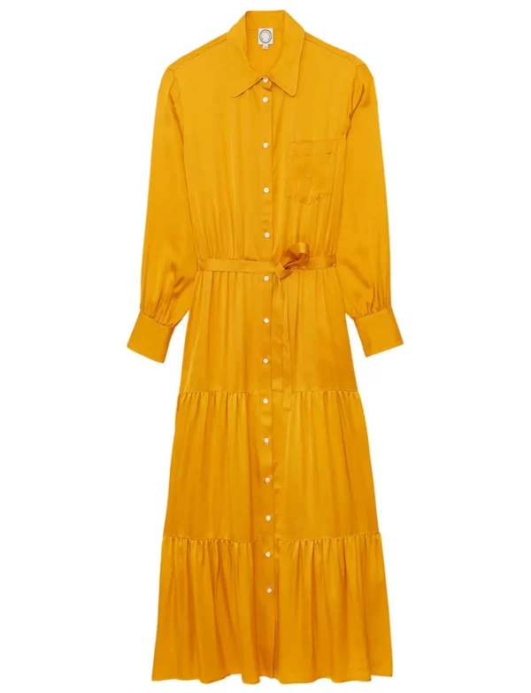 Clearance Ines de la Fressange Paris Lena long dress with buttercup flounce