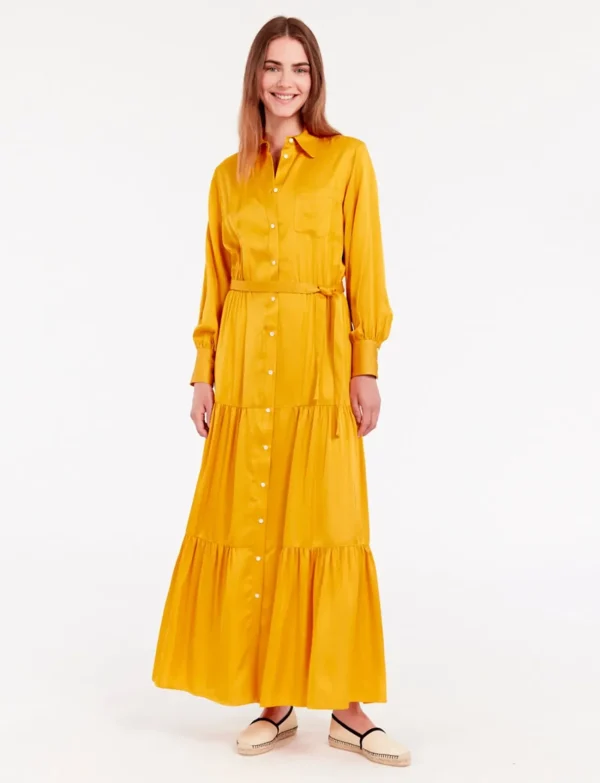 Clearance Ines de la Fressange Paris Lena long dress with buttercup flounce